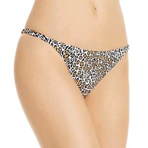 Aqua Leopard Print Scoop Bikini Swim Bottom Lg